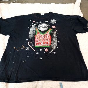Sloth With Sweater Vest Black Ugly Christmas t-shirt 3X Holiday Party